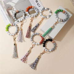 Silicone Bead Bracelet Key Chain Baby Tassel