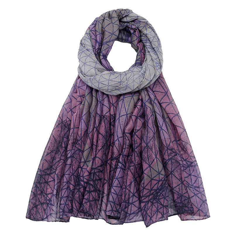 Geometric Line Print Lightweight Scarf for Vacation Sunscreen