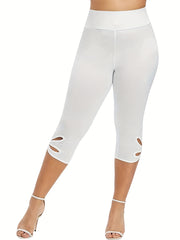 Solid Skinny Capris Leggings Women's Clothing