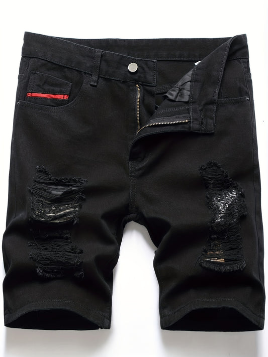 Men's Cotton Distressed Denim Shorts - Summer Street Style