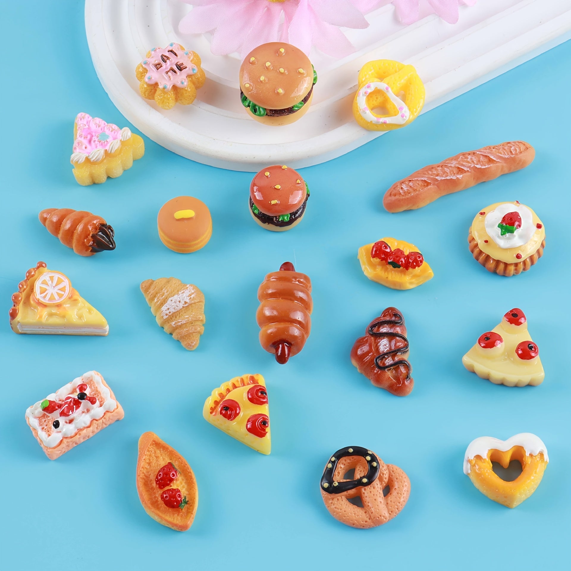 3pcs Mini Lemon Slice Pizza Cake Resin Desk Decor Playful Orange DIY Cream Glue