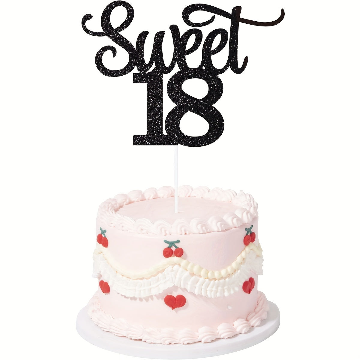 1pc Rose Golden Glitter Happy Sweet Cake Topper