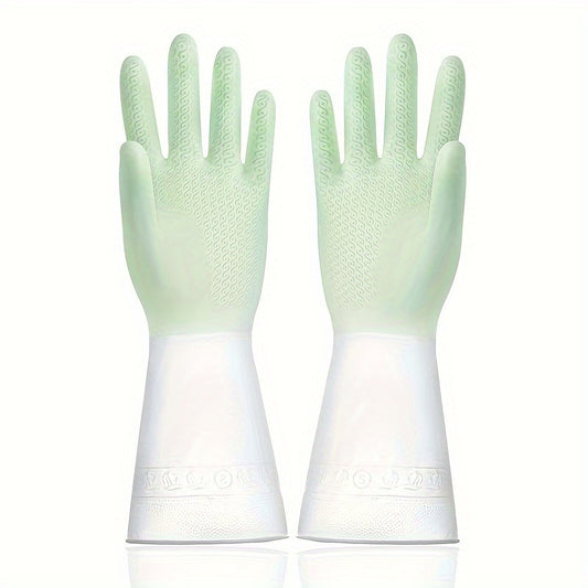 2pcs Set Kitchen Dish Washing Gloves PVC Rubber Silicone Latex