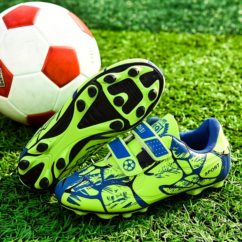 Boys Anti Skid Soccer Cleats Hook Loop Fastener Breathable Colorful