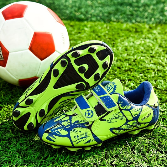 Boys Anti Skid Soccer Cleats Hook Loop Fastener Breathable Colorful