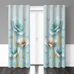 2pcs Floral Pattern Curtain For Bedroom