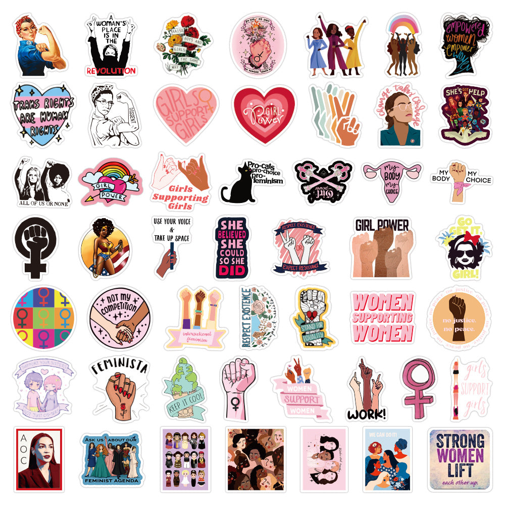 51Pcs Feminist Waterproof Vinyl Decal Laptop Helmet Hats Water Bott Stickers