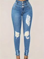  Button Fly High Rise Skinny Jeans