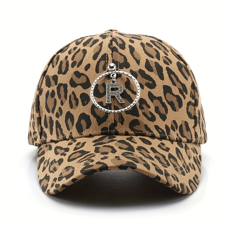 Leopard Print Baseball Cap Iron R Pendant Sun Hat