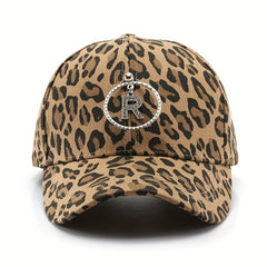 Leopard Print Baseball Cap Iron R Pendant Sun Hat