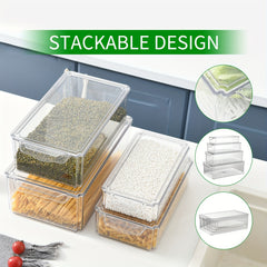 4pcs Refrigerator Storage Box Plastic Food Refrigerated Clear Dumpling Box