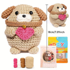 Hand Knitted Dog Doll Crochet Wool Set DIY Knitting Material Package