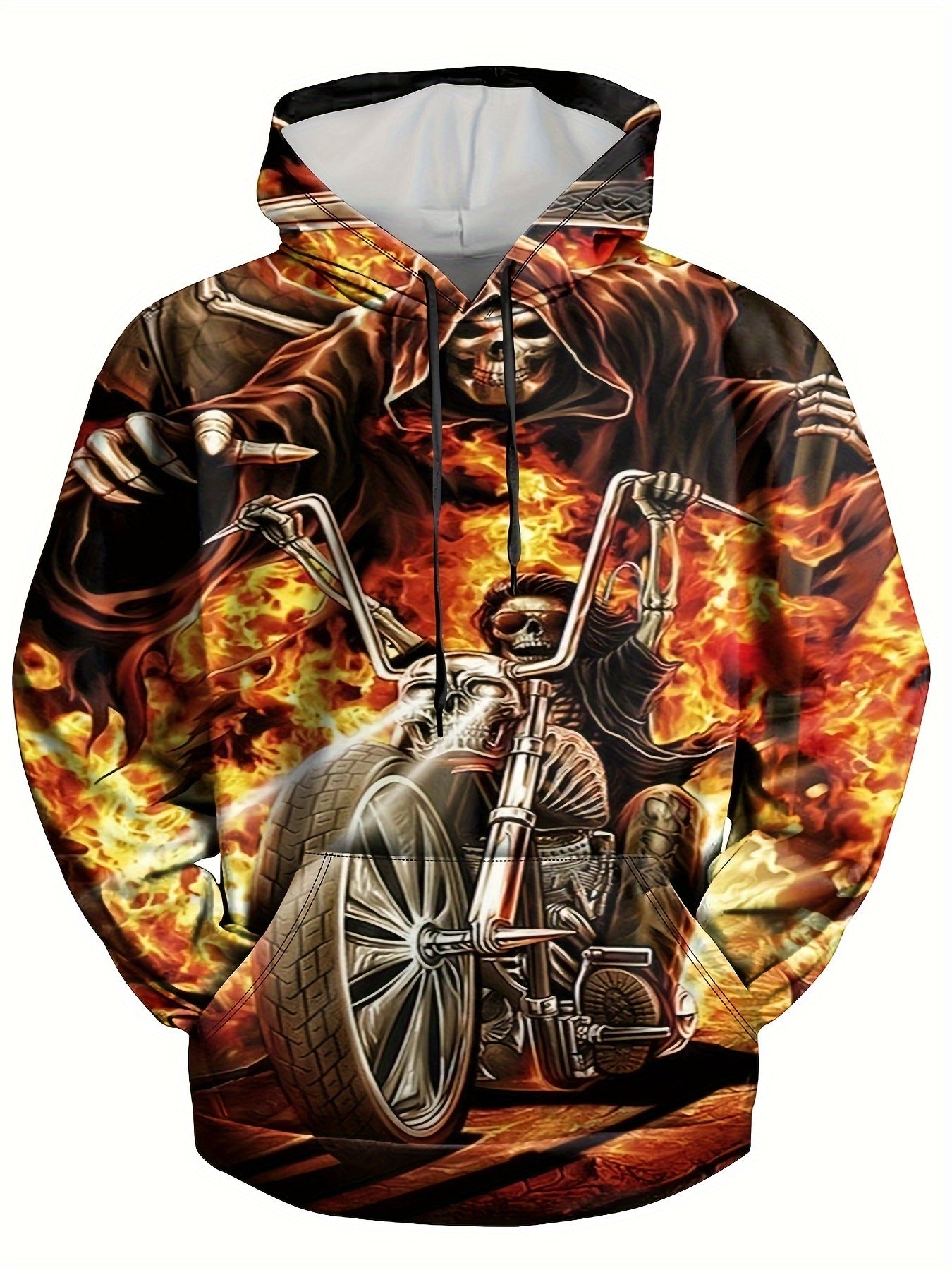 Skeleton Motorcyclist Print Hoodies for Men Graphic Hoodie
