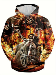 Skeleton Motorcyclist Print Hoodies for Men Graphic Hoodie