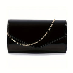 Glossy Envelope Chain Crossbody Bag PU Leather Shoulder Bag