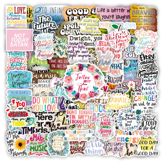 100pcs Positive Quote Stickers Motivational Waterproof Vinyl Stickers