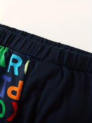 Alphabets Pattern Toddler Boy's 2pcs Hoodie & Sweatpants Set