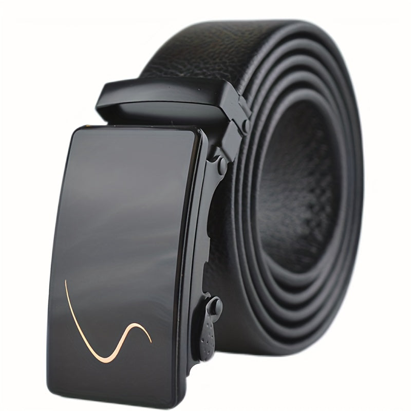 Men's Automatic Buckle Belt PU Leather Business Waist Strap