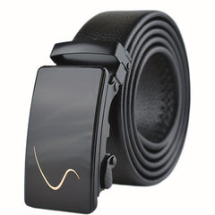 Men's Automatic Buckle Belt PU Leather Business Waist Strap