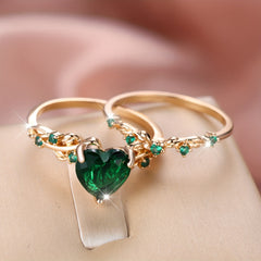 Red Green Zirconia Copper Band Ring Set Stack Ring Jewelry Wedding Ring