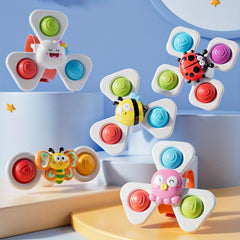 3pcs Animal Suction Cup Spinning Tops Educational Toy for Kids