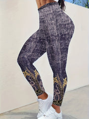 Floral Print High Rise Plus Size Leggings