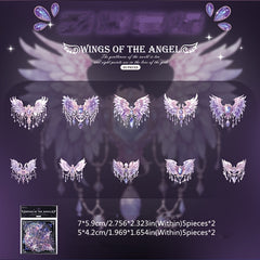 20pcs Angel Wings Theme Stickers Shimmery Glitter Self-adhesive PET Plastic