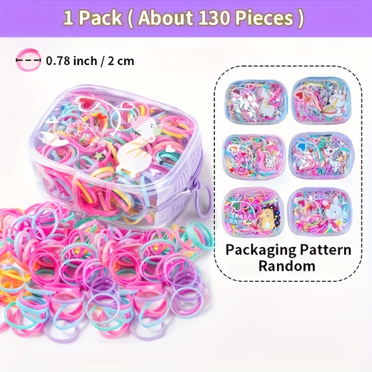 130 Pack Girls Cartoon Ruffled Hair Ties Elastic Hair Accessories
