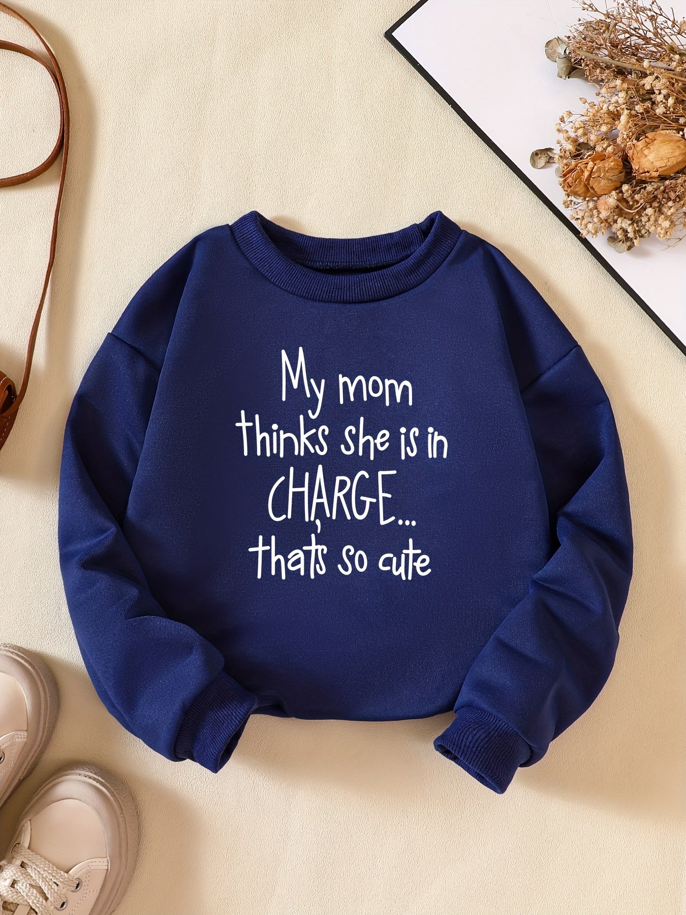 Girls Letter Print Sweatshirt Pullover for Party Holiday Outfit