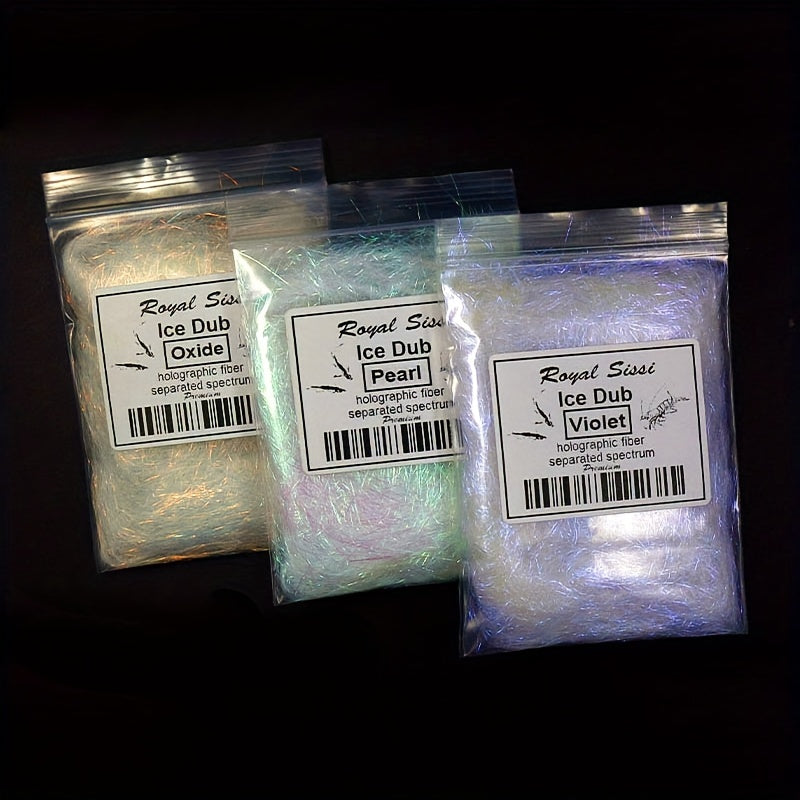 Royal Sissi 3 Bags Ice Dub Soft Flash Hair Rigs Fishing Bait Making Gear