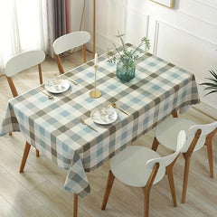 Coffee Plaid Tablecloth Checkered Pattern - Washable