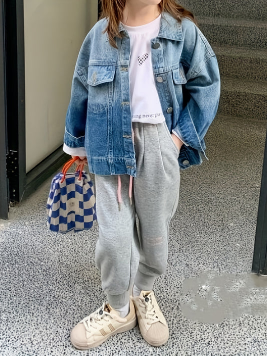 Girls' Ombre Denim Jacket Street Outwear Kids Outfit