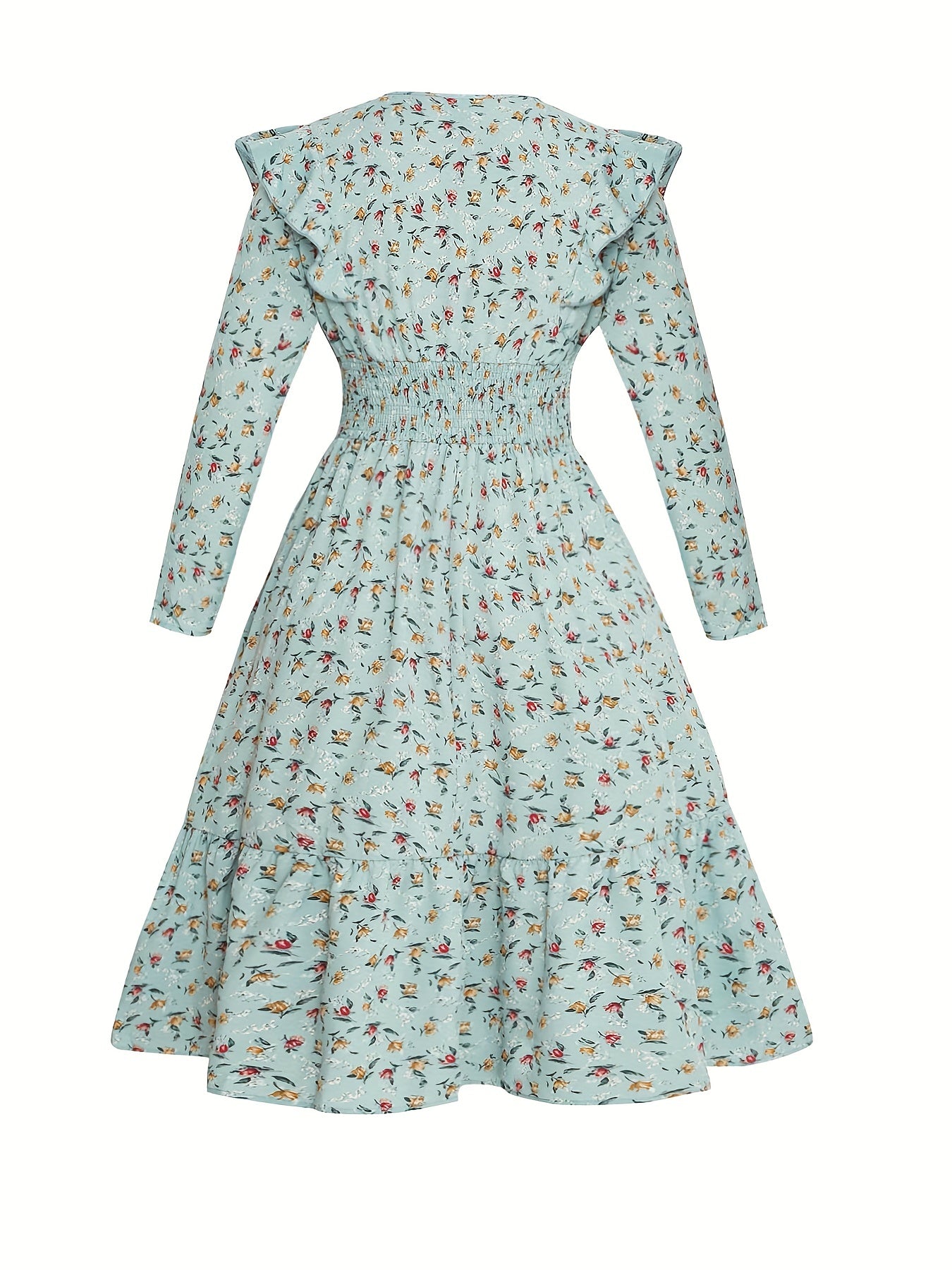  Ditsy Floral Print Shirred Waist Maxi Dress