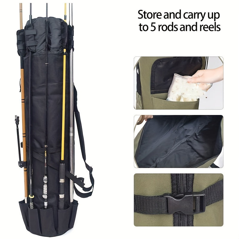 Waterproof Fishing Rod Bag & Holder Portable Canvas Case For Travel