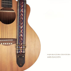 Adjustable Guitar Strap with Embroidered Design