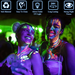 UV Body Paint Set 6 Tubes 10ml UV Neon Face & Body Paint