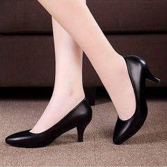 Chunky Heeled Pumps Slip On Pointed Toe High Heels
