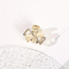 Rhinestone Bowknot Hair Claw Clip Golden Grip Hair Jaw Clip