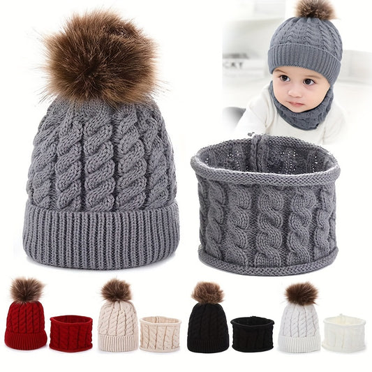 Baby Knitted Hat & Neck Warmer Set for 0-4 Years