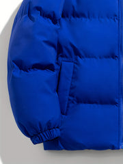 Men's Casual Cotton Padded Jacket Zip Up Solid Warm Coat