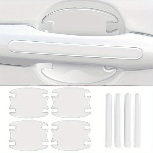 8Pcs Car Door Handle Sticker Scratch Resistant Cover Auto Protection Film