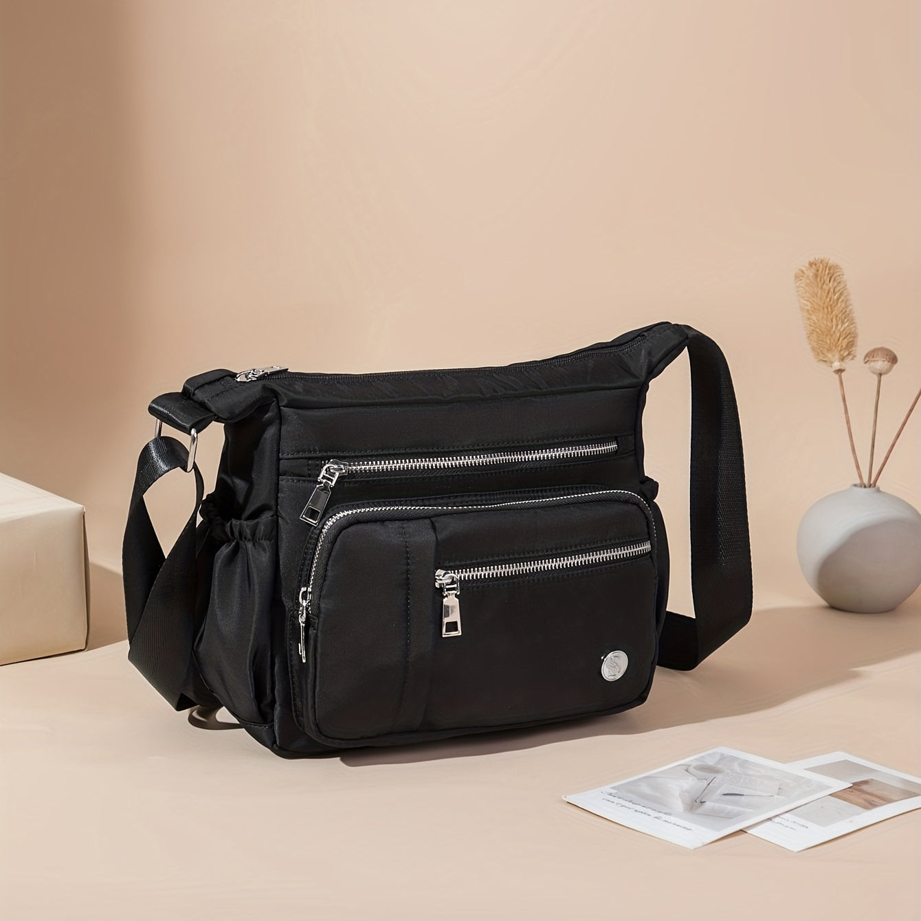 Nylon Crossbody Bag Waterproof Shoulder Bag Pockets Purse