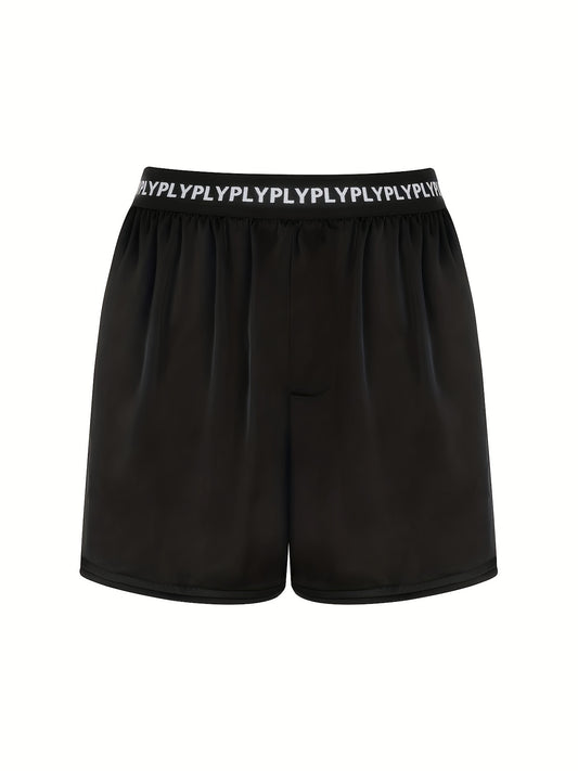 Letter Pattern Waist Fitness Causal Shorts for Women