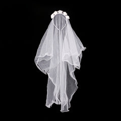 Flower Wedding Veils Headband With Bow Wreath Crown Veil