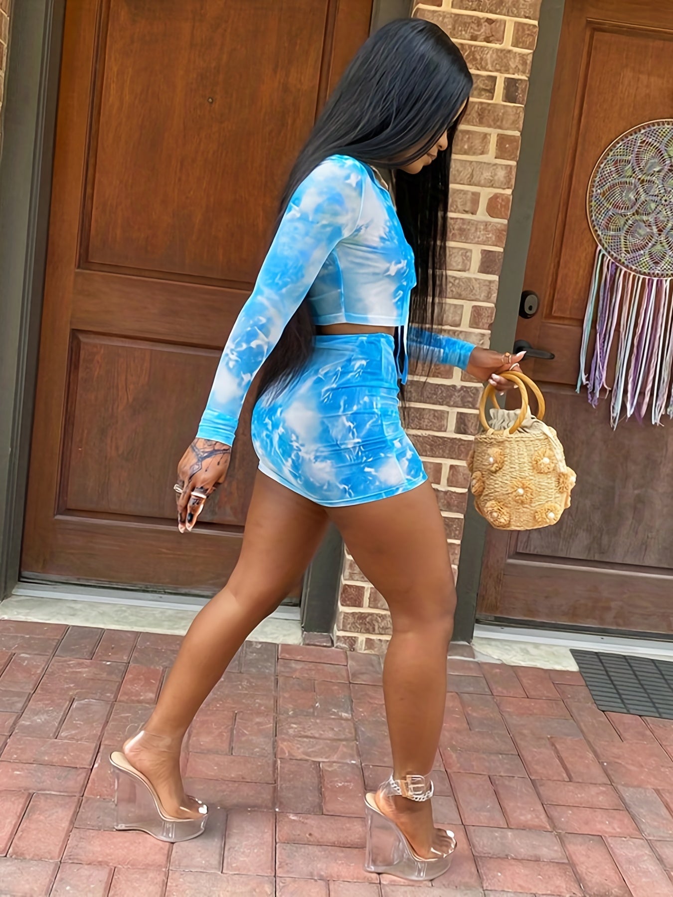 Y2K Tie Dye Two Piece Set - Crop Tops & Mini Skirt