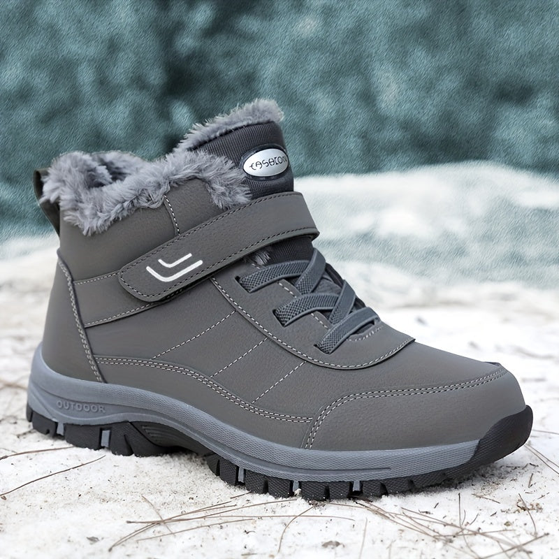 Men's Plush Lining Snow Boots for Outdoor Dark Grey