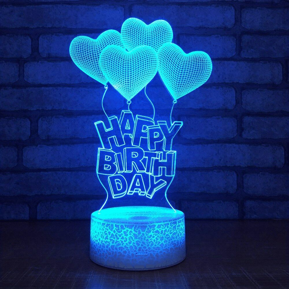 3D Night Lamp Remote Control 16 Colors Bedroom Decor Birthday Gift