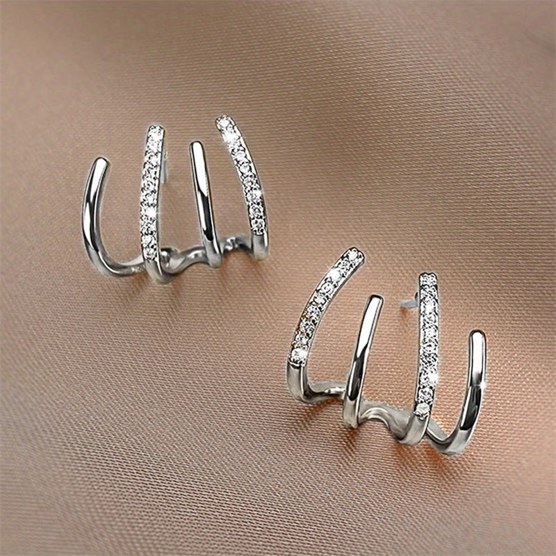 Zircon Inlaid Claw Stud Earrings for Everyday Styling