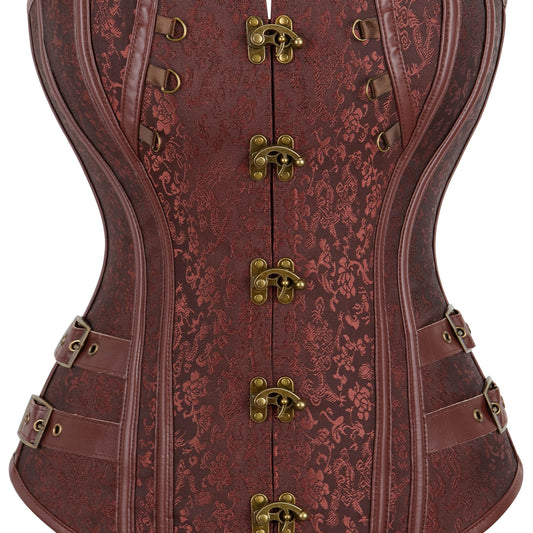 Floral Print Front Hook Corsets Tummy Control Lace Up Bustier