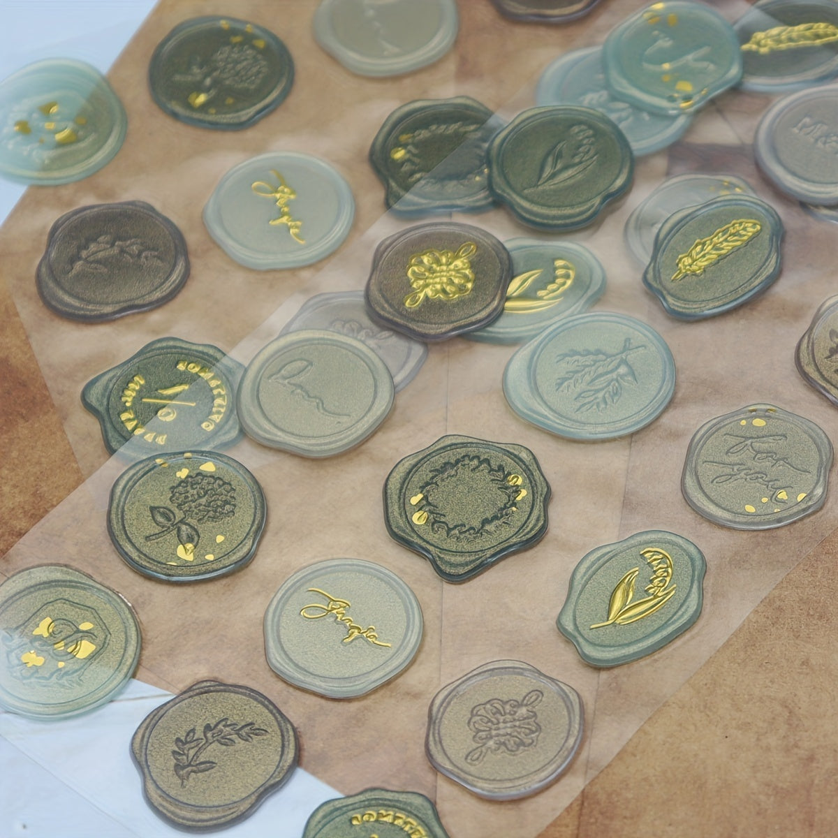 DIY Flower Bronzing Fire Paint Seal Stickers 18pcs